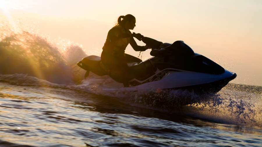 Woman jet skiing. 