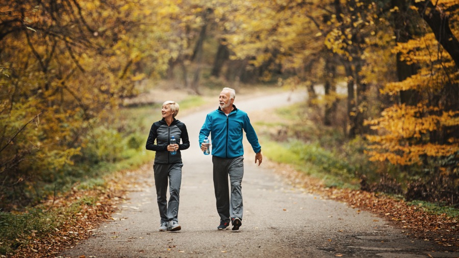 Older couple walking