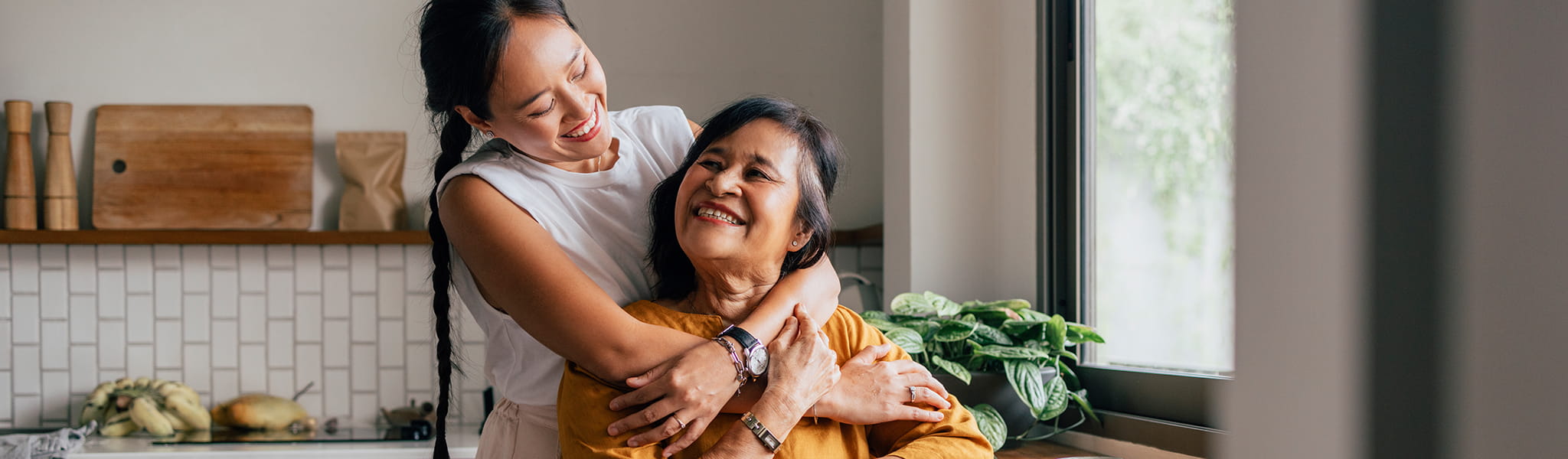 mother and daughter embracing