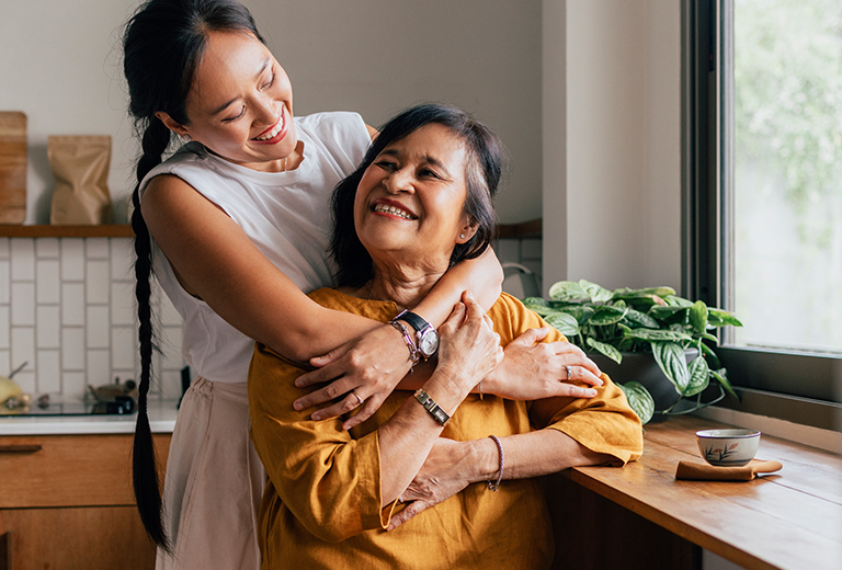 mother and daughter embracing