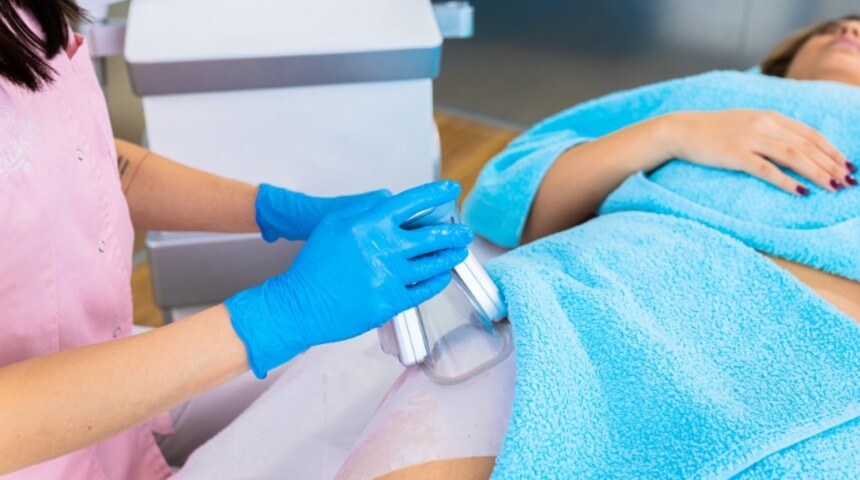 Doctor covering leg