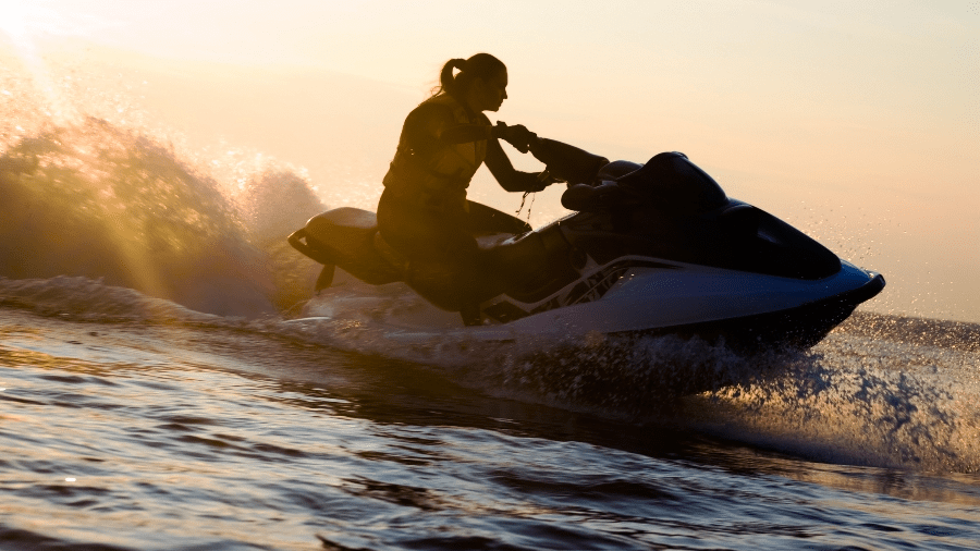Woman jet skiing. 