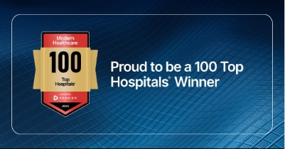 Top 100 Badge next to text saying 'Proud to be a 100 Top Hospitals Winner'