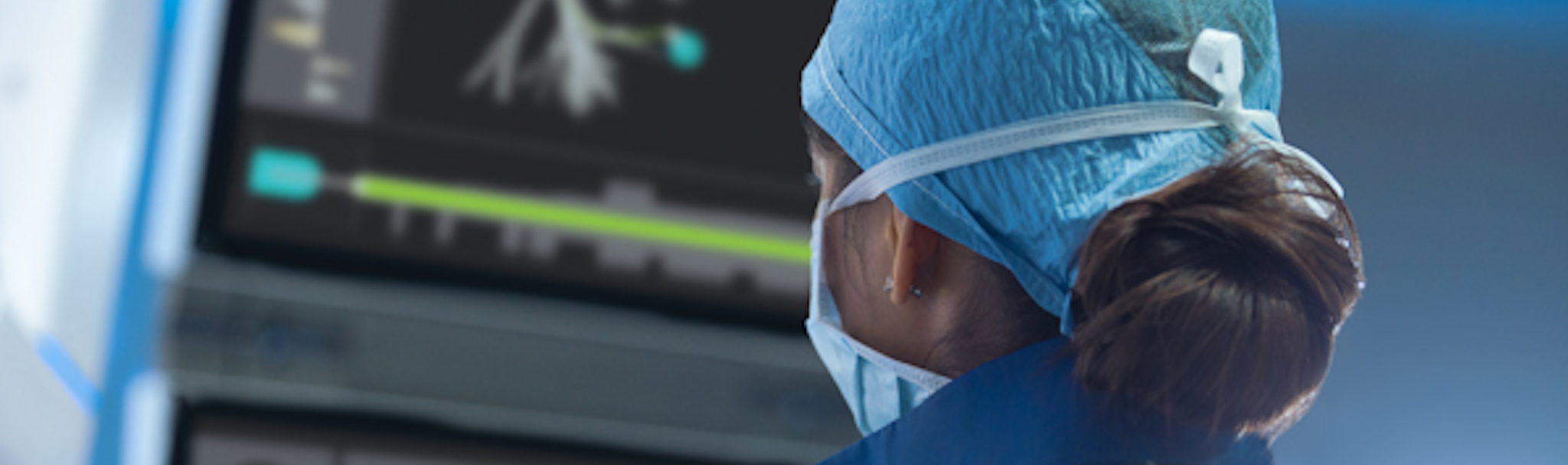 Pulmonologist looking at screen