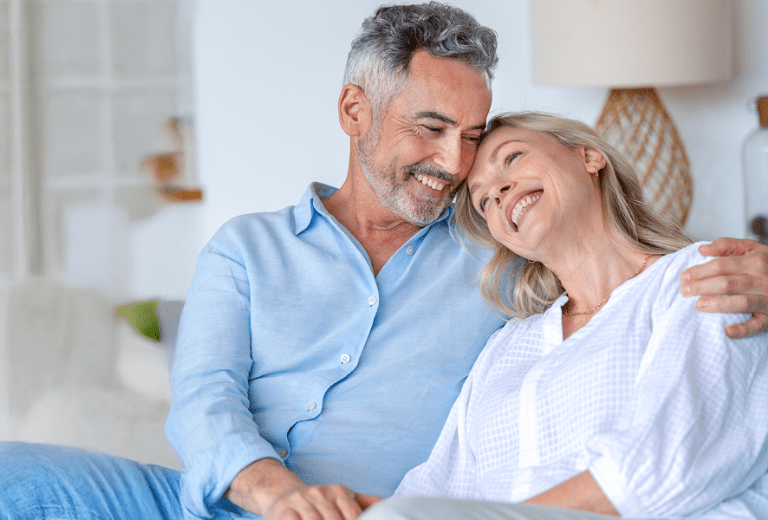 Husband and wife sitting with each other