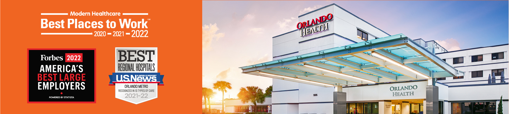 Orlando Health South Seminole Hospital - Modern Healthcare Best Places to Work, Forbes 2022 America's Best Large Employers, Best Regional Hospitals