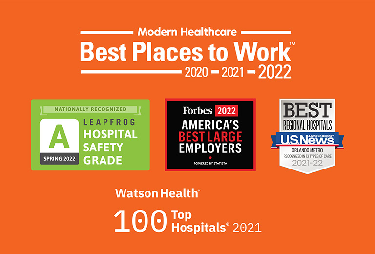 Modern Healthcare Best Places to Work, Leapfrog Hospital Safety Grade, Forbes 2022 America's Best Large Employers, Best Regional Hospitals, Watson Health 100 Top Hospitals 2021