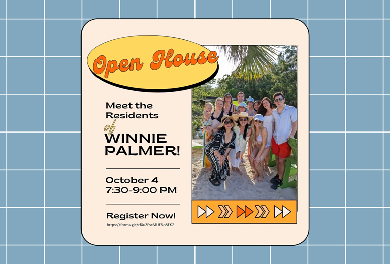 Open house Meet the Residents of Winnie Palmer! October 4 7:30-9:00 pm Register Now! https://forms.gle/rfXuZFscMUE5o8EK7