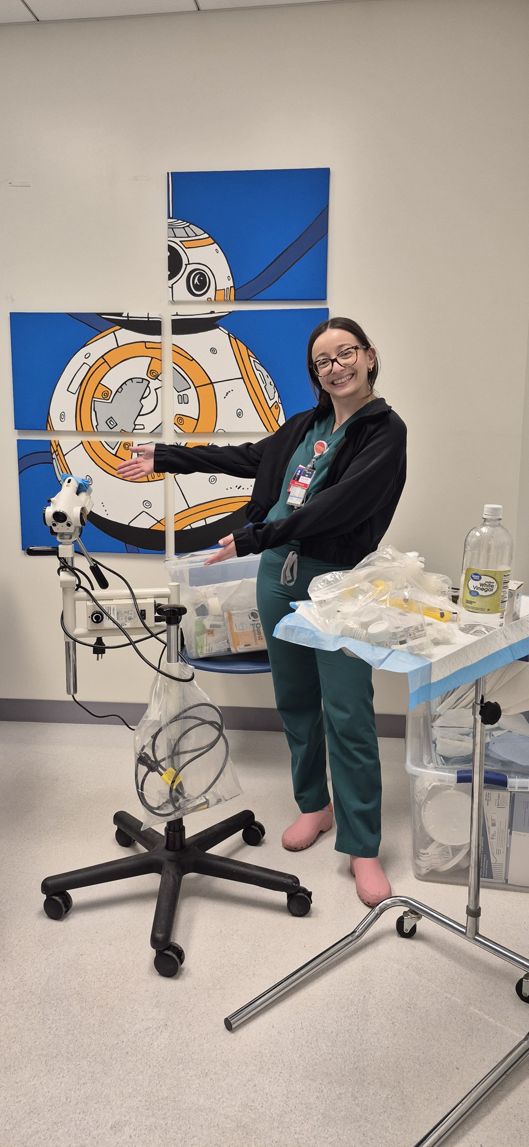 Doctor showing off electronics