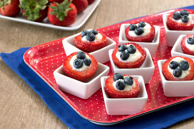 Red, White & Blueberry Stuffed Strawberries