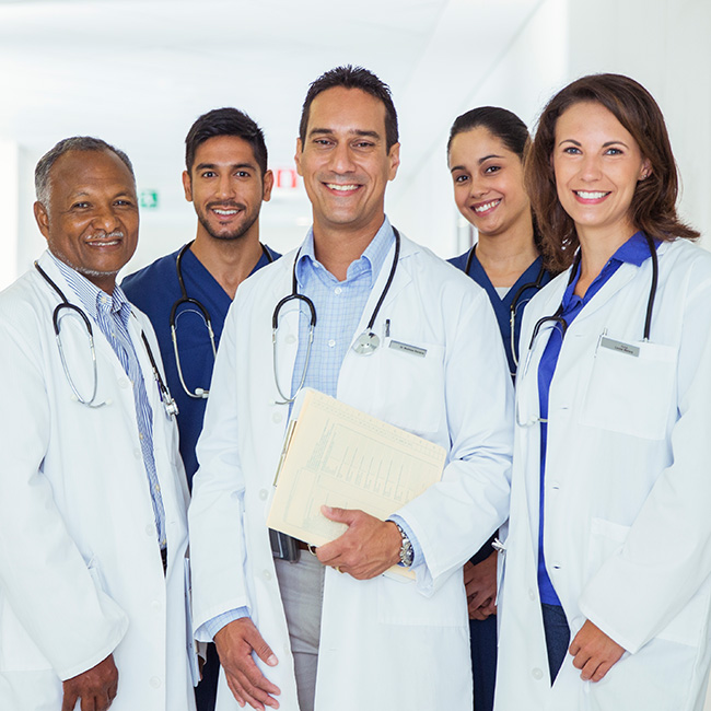 Group of smiling physicians