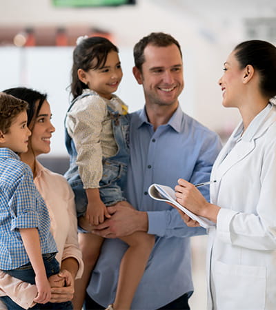 Family talking to physician