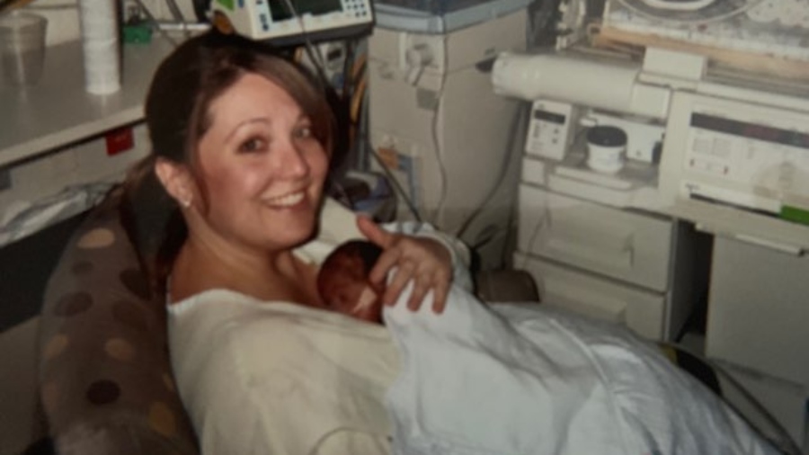Mother and baby in NICU