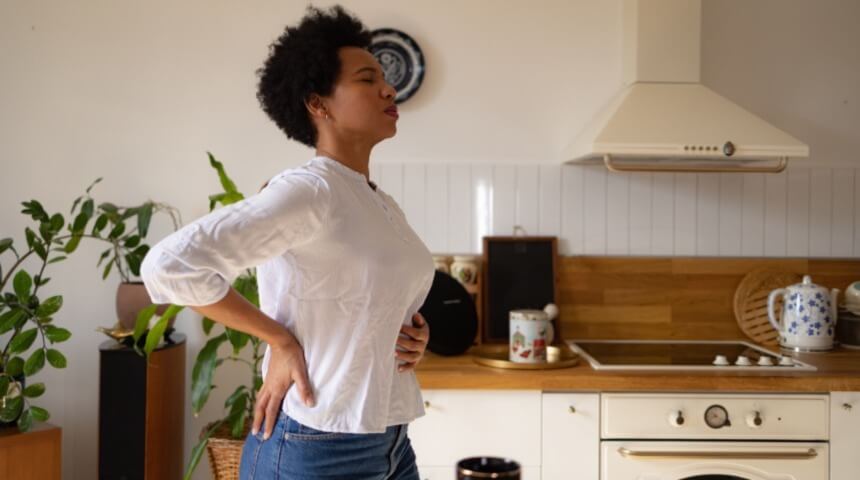 Lady stretching her back