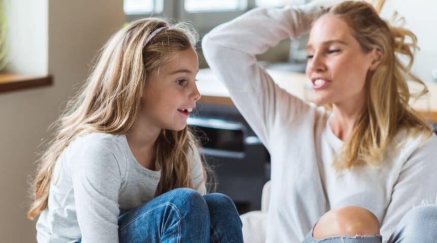 Mom talking to Daughter