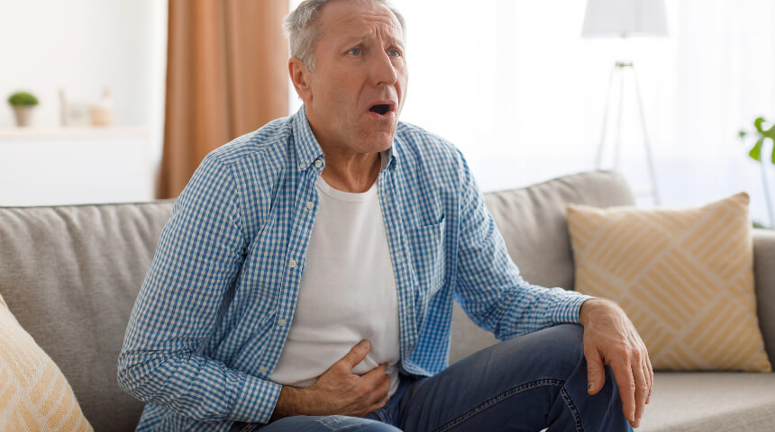 Man with stomach pain