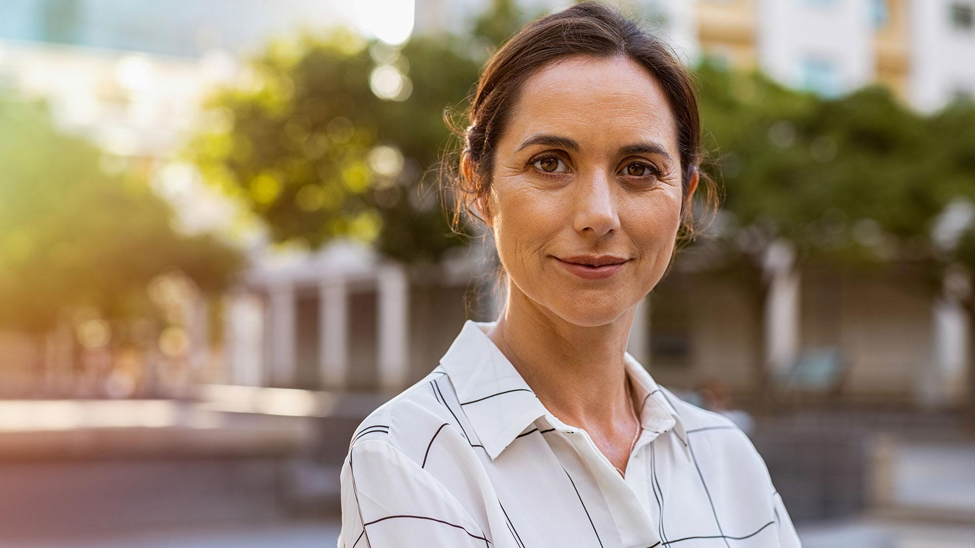 Caucasian woman outside