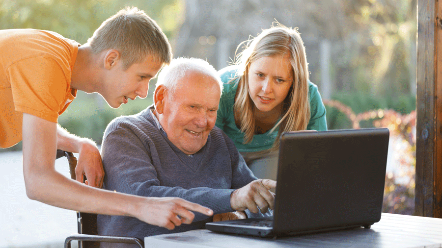 Family using technology