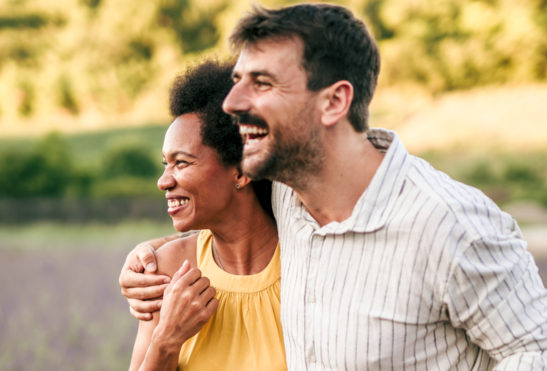 a man and woman laughing