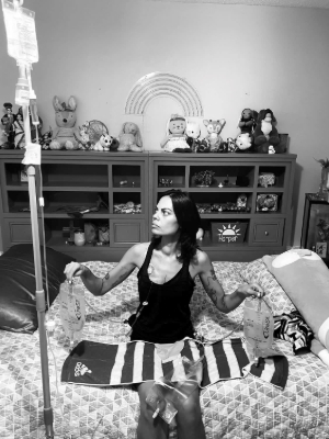 Robyn in bed with healthcare